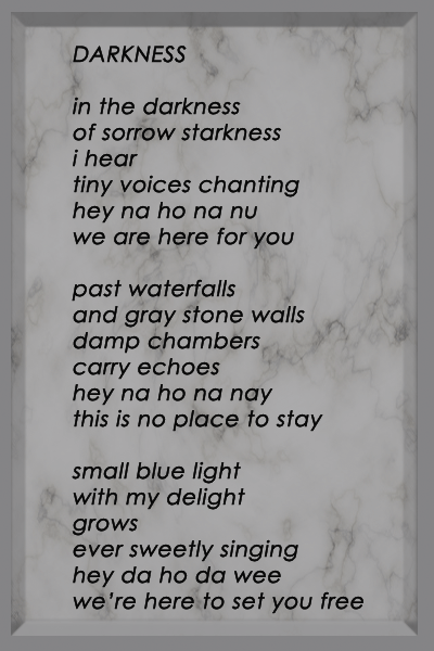 Poem from the Starlight Train Collection entitled Darkness
